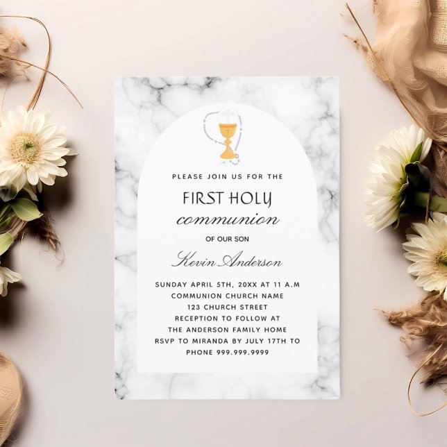 Invitation Chaie d'arc de marbre première communion sainte (Créateur téléchargé)