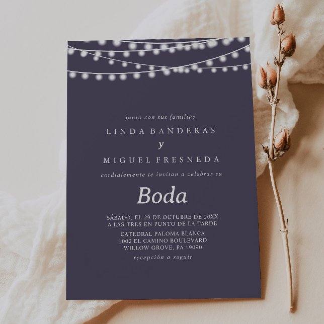 Invitation Chaîne blanche éclaire Boda Mariage espagnol (Créateur téléchargé)