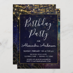 Invitation Chaîne Bleue Lumière Mandala N'Importe Quel Âge An