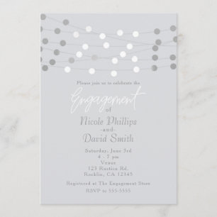 Invitation Chaîne d'argent blanc éclaire Fiançailles moderne 