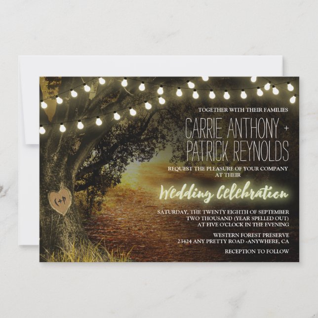 Invitation Chaîne d'automne éclaire le chêne arbre de mariage (Devant)