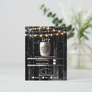 Invitation Chaîne de bois noir éclairs baril mariage RSVP
