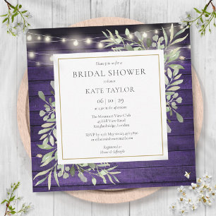 Invitation Chaîne de bois violet éclaire Fête des mariées ver