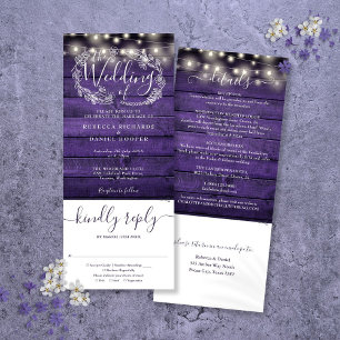 Invitation Chaîne de bois violet éclaire tout en un Mariage