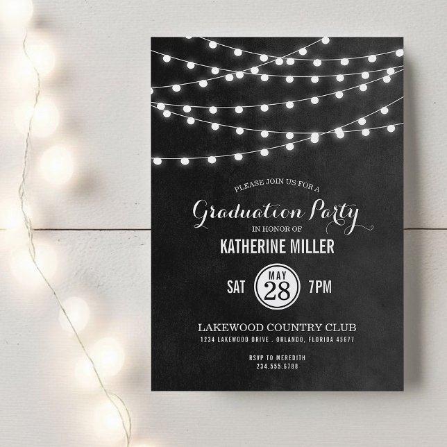 Invitation Chaîne de charbon Lumières Graduation Party Invita (Créateur téléchargé)
