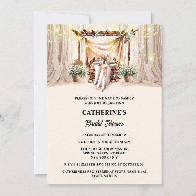 Invitation Chaîne de chou toscane lumières élégantes rideaux (Devant)