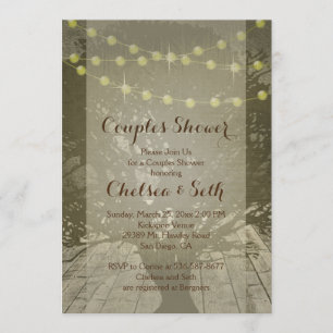 Invitation Chaîne de lumières Arrière - plan rustique
