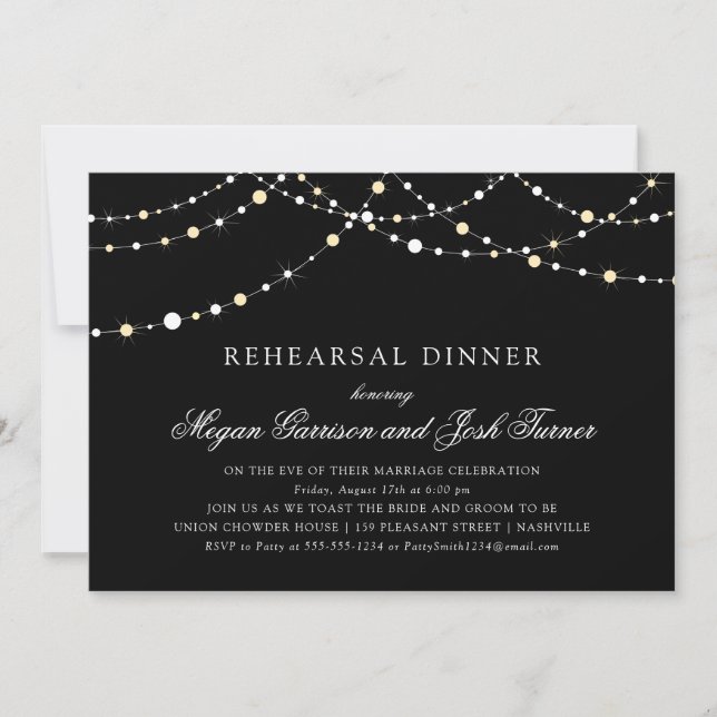 Invitation Chaîne de lumières Dîner de répétition (Devant)