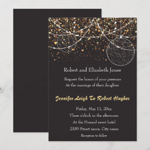 Invitation Chaîne de lumières Gold Confetti Mariage