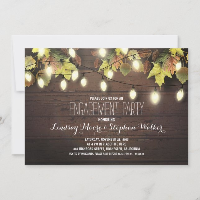 Invitation chaîne de lumières invite de partie d'engagement d (Devant)