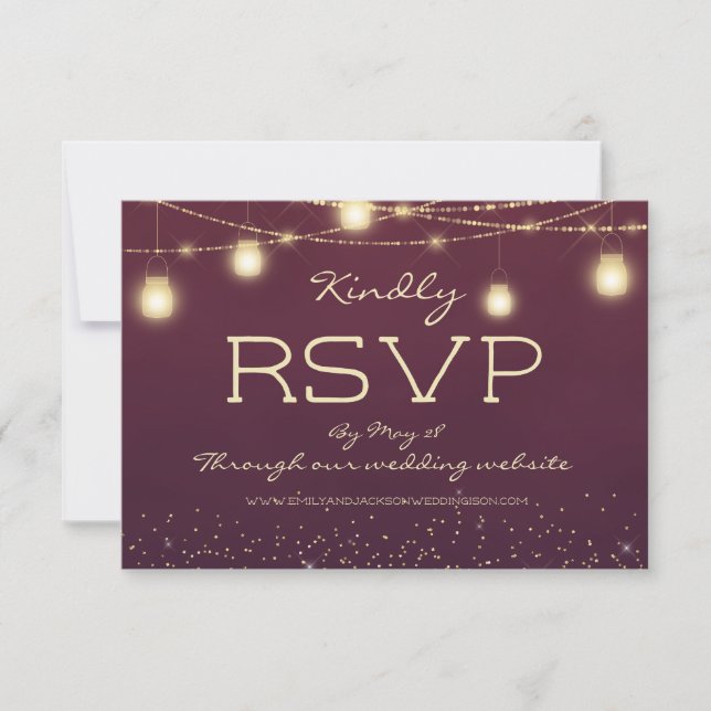 Invitation Chaîne d'or de Bourgogne lampions de mariage RSVP (Devant)
