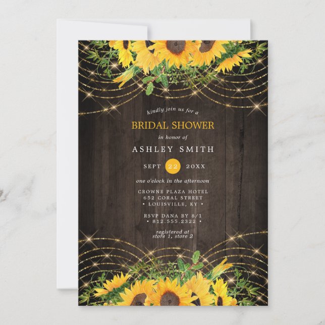 Invitation Chaîne d'or de tournesol illumine Fête des mariées (Devant)