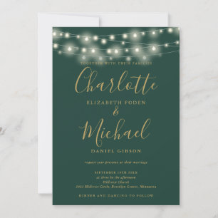 Invitation Chaîne Éclairage Vert Et Or Tout En Un Mariage