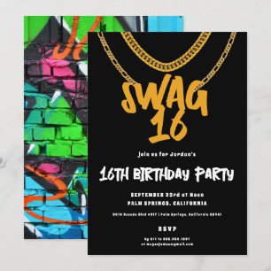 Invitation Chaîne en or Fête d'anniversaire Swag 16