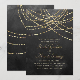 Invitation Chaîne Lights Black Gold Mariage