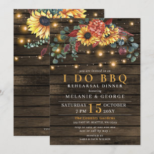 Invitation Chaîne Lights Sunflowers I DO BBQ Dîner de répétit