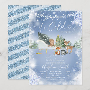Invitation Chaîne Lights White Snowflake Tree Baby shower Dan