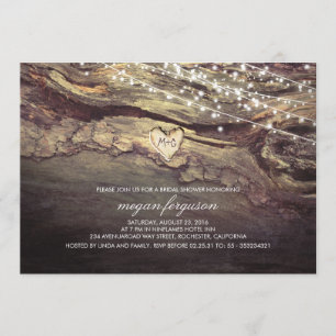 Invitation Chaîne lumière coeur sculpté Fête de l'mariée rust