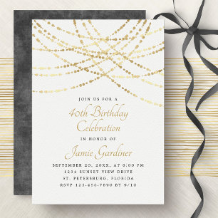 Invitation Chaîne Lumière Or Élégant Mariage Anniversaire
