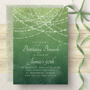 Invitation Chaîne Lumière Sage Vert Anniversaire Brunch