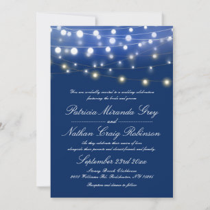 Invitation Chaîne Lumière Soirée Mariage Bleu