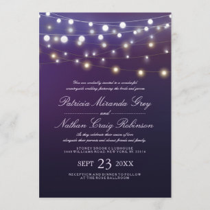 Invitation Chaîne Lumière Violet Soirée Mariage Invite