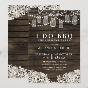 Invitation Chaîne Lumières Mason Jars I DO BBQ Couples Douche