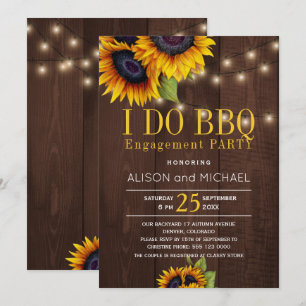 Invitation Chaîne lumières tournesol fiançailles i do bbq