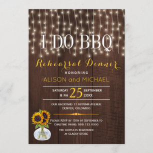 Invitation Chaîne lumières tournesol i do barbecue répétition