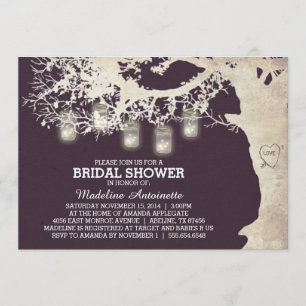 Invitation Chaîne Mason Jar Plum de Fête de l'mariée