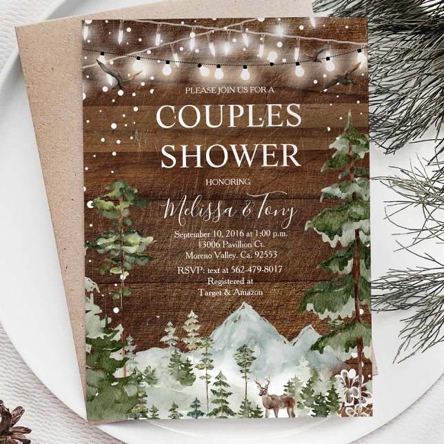 Invitation Chaîne Rustique en bois d'hiver Couple Douche (Créateur téléchargé)