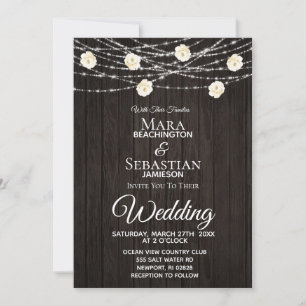 Invitation *~* Chaîne rustique Lumière Floral Mariage en bois