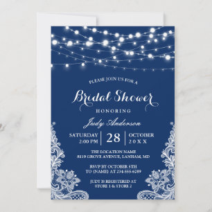 Invitation Chaîne tendance Lights Lace Marine Fête des mariée