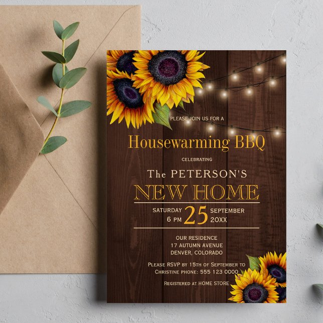 Invitation Chaînes de tournesols lumières automne ménage bbq (Créateur téléchargé)