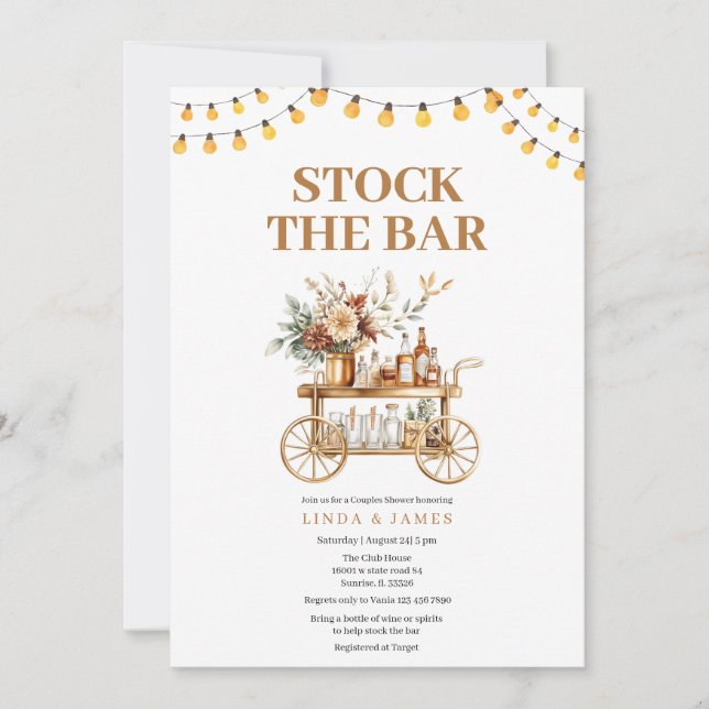 Invitation Chaînes lumineuses Stock Le Bar Douche Couple (Devant)