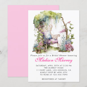 Invitation Chaise de jardin florale bleu violet chic pour une
