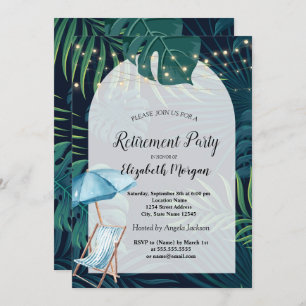 Invitation Chaise de plage, Parasol, Palm Retraite Feuille