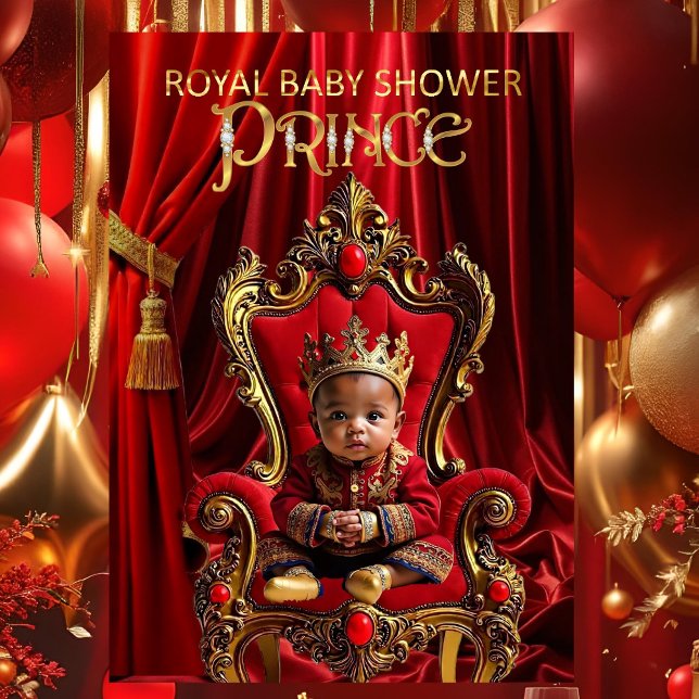 Invitation Chaise en or rouge du Baby shower Royal Prince (Créateur téléchargé)