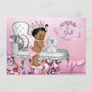 Invitation Chaise rose Ethnic Princess Baby shower