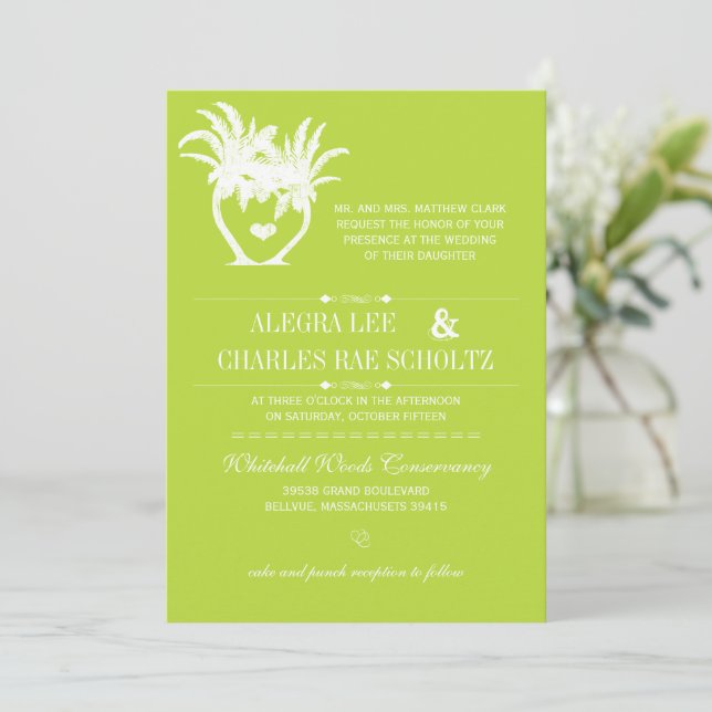 Invitation Chalboard de destination Lime Beach Palm Tree (Debout devant)