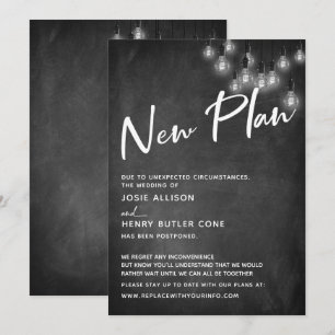 Invitation Chalboard Edison Lights Nouveau plan Retard Mariag