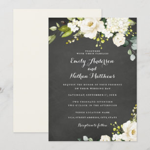 Invitation Chalet blanc Champagne Mariage Floral