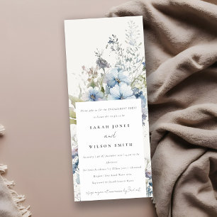 Invitation Chalet bleu Dusky Fiançailles floral