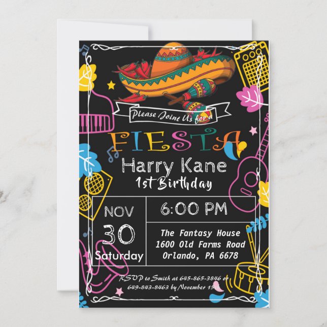 Invitation Chalet d'anniversaire de Fiesta Mexique (Devant)