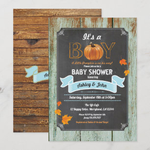 Invitation Chalet de bois rustique Citrouille baby shower