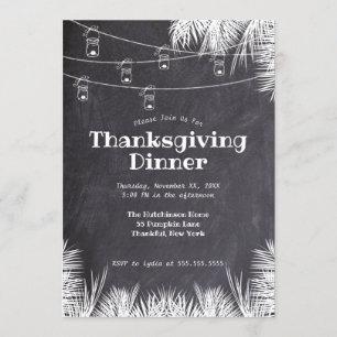 Invitation Chalet Palm Feuilles Feux de pendaison Thanksgivin