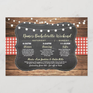 Invitation Chalet rouge de la Fête de l'mariée de bachelorett