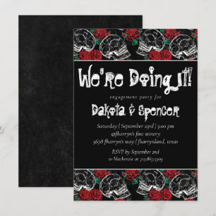 Invitation Chaleur Rose crâne   Funky Black White Fête des ma