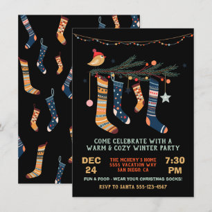 Invitation Chaleureux et douillets Chaussettes de Noël de fêt