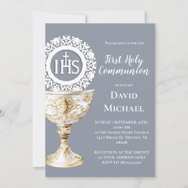 Invitation Chalice Host First Communion (Devant)